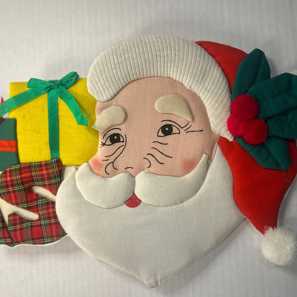 Vintage Merry Christmas Santa 3D Sign Letters Fabric Wall Hanging Decor 34